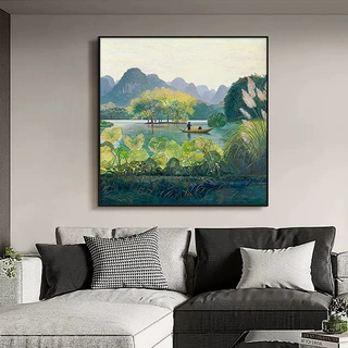 初冬的江南》纯手绘中古南洋油画客厅风景高级感装饰画设计师推荐