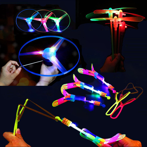 Cross-border Luminous Bamboo Dragonfly Flash Flying Fairy Bow Flying Arrow Flying Saucer Square Small Toy Hot Sale Children Wholesale