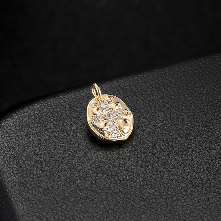 1 Piece Quantity Copper Material Halloween Festival 14K Gold Plated Plating 1 Piece Copper Zircon Star Eye Skull Jewelry Accessories