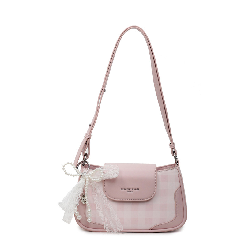Bolso de axila de diseño de nicho a cuadros de estilo occidental 2025 nuevo bolso de hombro de todo fósforo de color en contraste bolso de mensajero de moda de alta gama