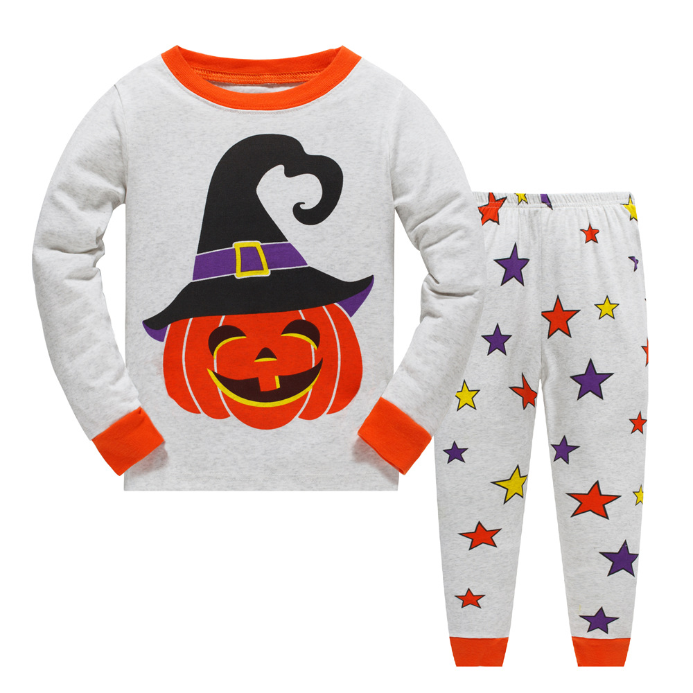 Pijamas luminosos de Halloween de estilo europeo y americano Comercio exterior Otoño e Invierno ropa interior fluorescente para niños traje de homewear para niños