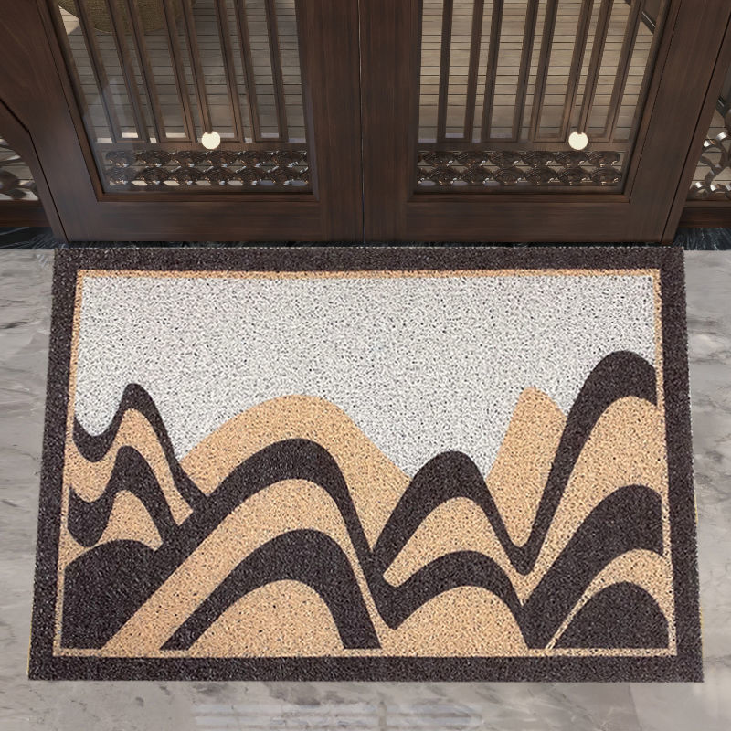 Simple Chinese-Style Five-Element Feng Shui Floor Mat for Home Entrance, Dust-Proof and Wear-Resistant Silk Loop Door Mat, Non-Slip Foot Mat for Shower Room