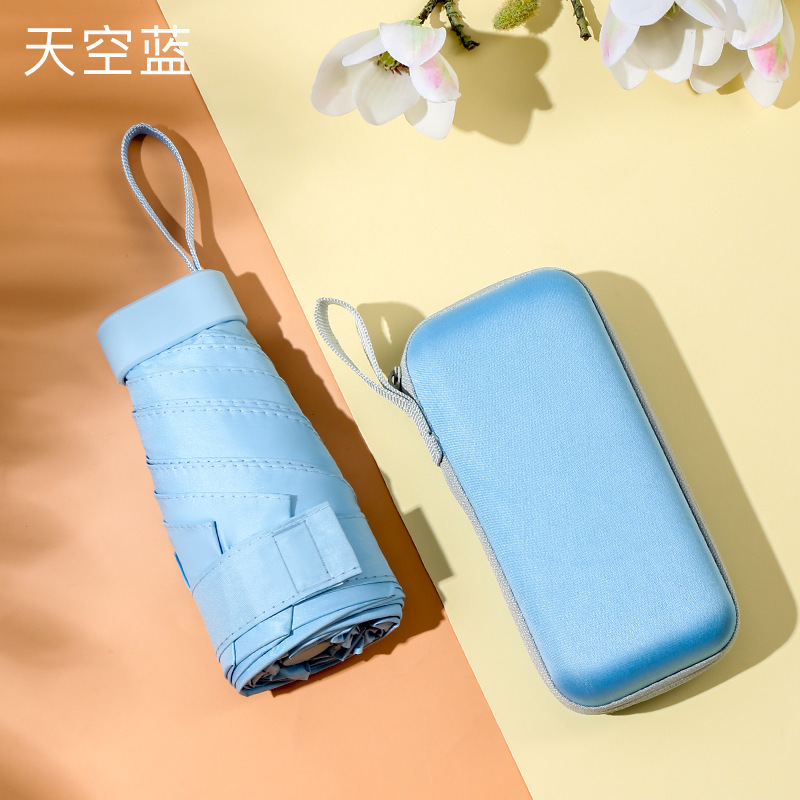 Sombrilla pequeña, portátil, plana, 40% de descuento, ultraligera, protector solar, protección UV, mini paraguas de bolsillo, paraguas de tarjeta femenina