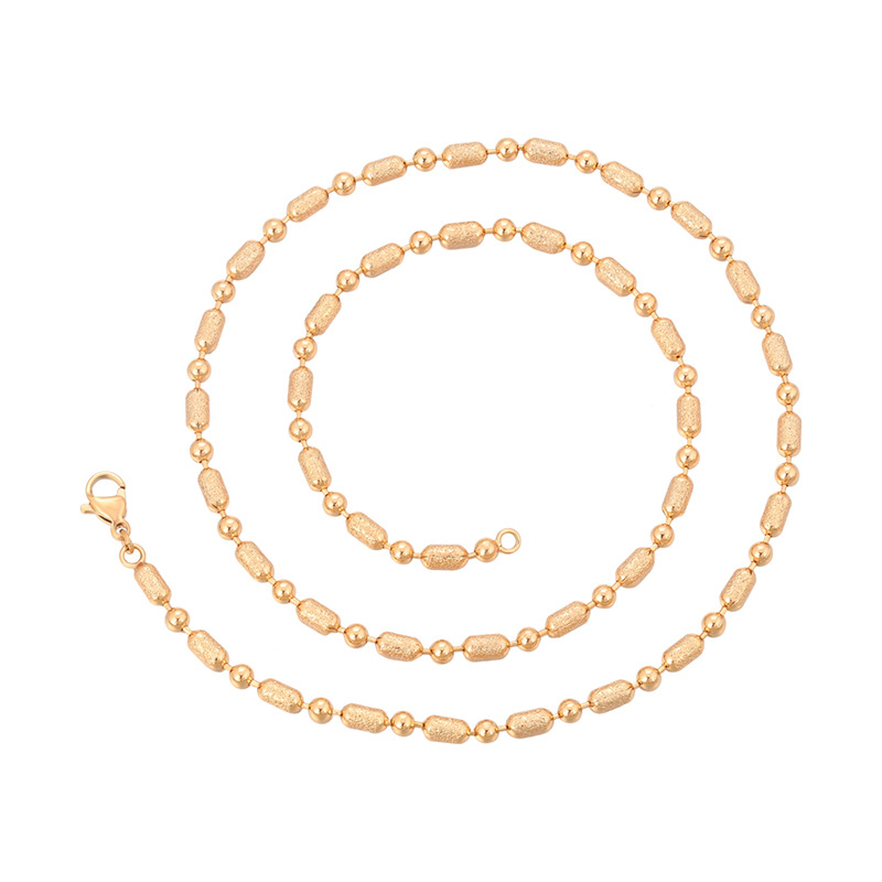 Xuping moda simple cadena de aleación de cobre chapado 18k color esmerilado arroz cadena de perlas collares retro al por mayor