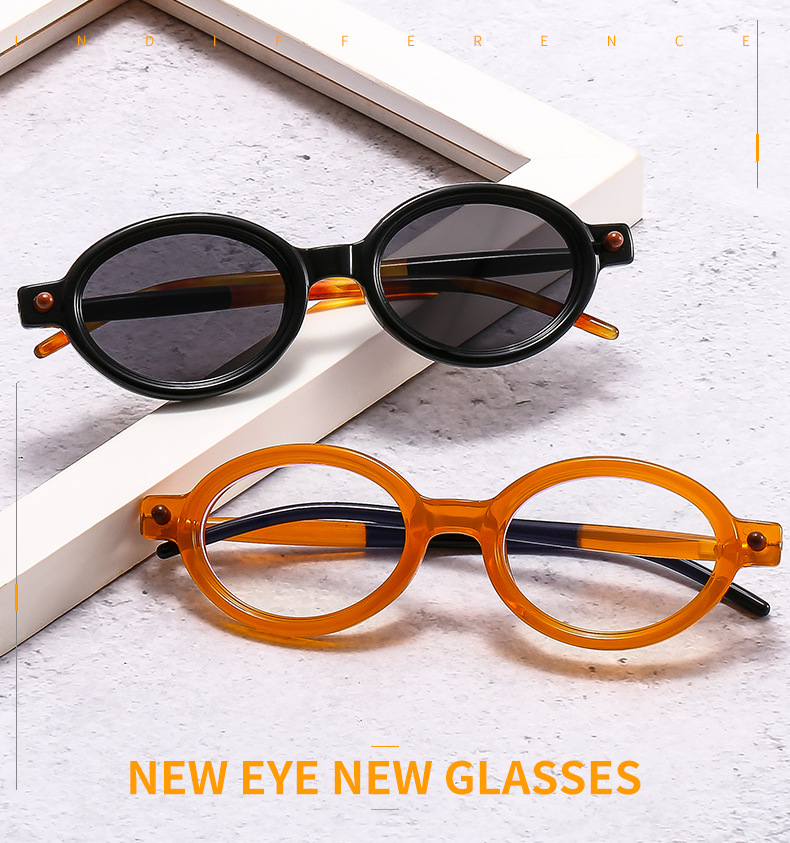 60g Weight Full Frame Glasses Structure Retro Solid Color PC UV400 Protection Oval Frame Full Frame Women's Sunglasses