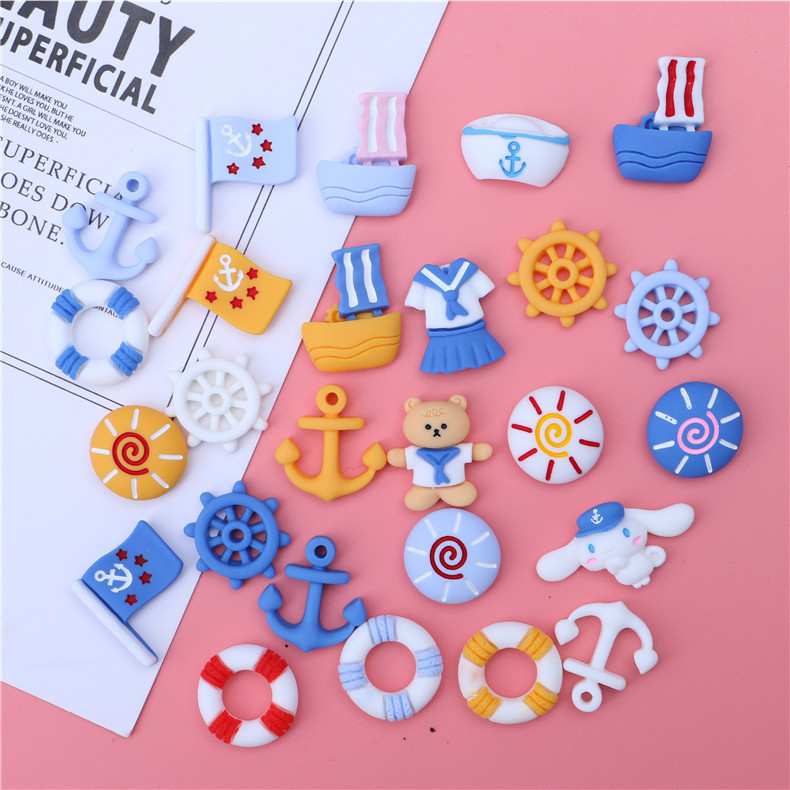 Directo de fábrica nueva serie océano dibujos animados pegamento crema epoxi DIY hecho a mano creativo pequeña joyería accesorios al por mayor