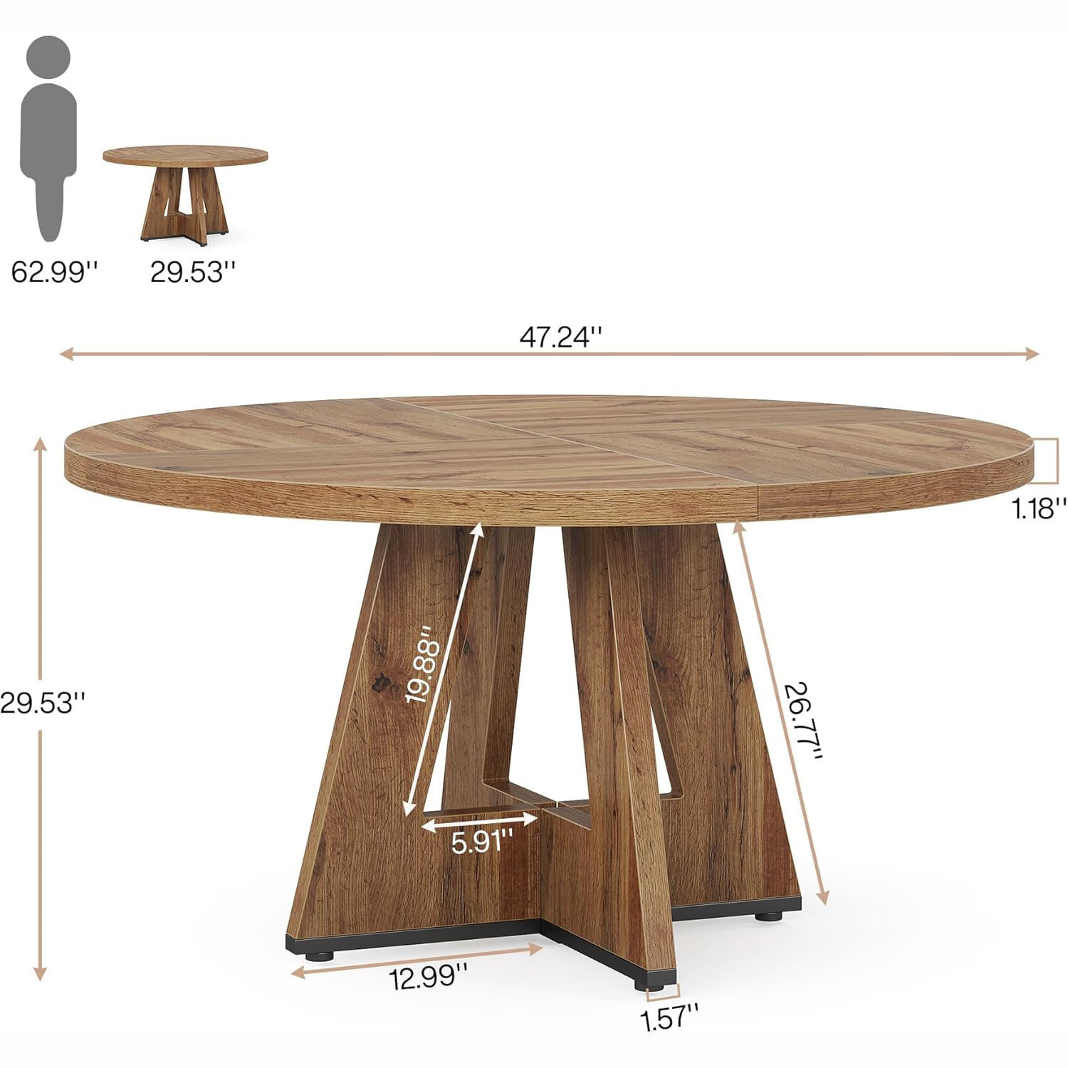 Farm Retro Style Family Dining Room Living Room Round Dining Table Table