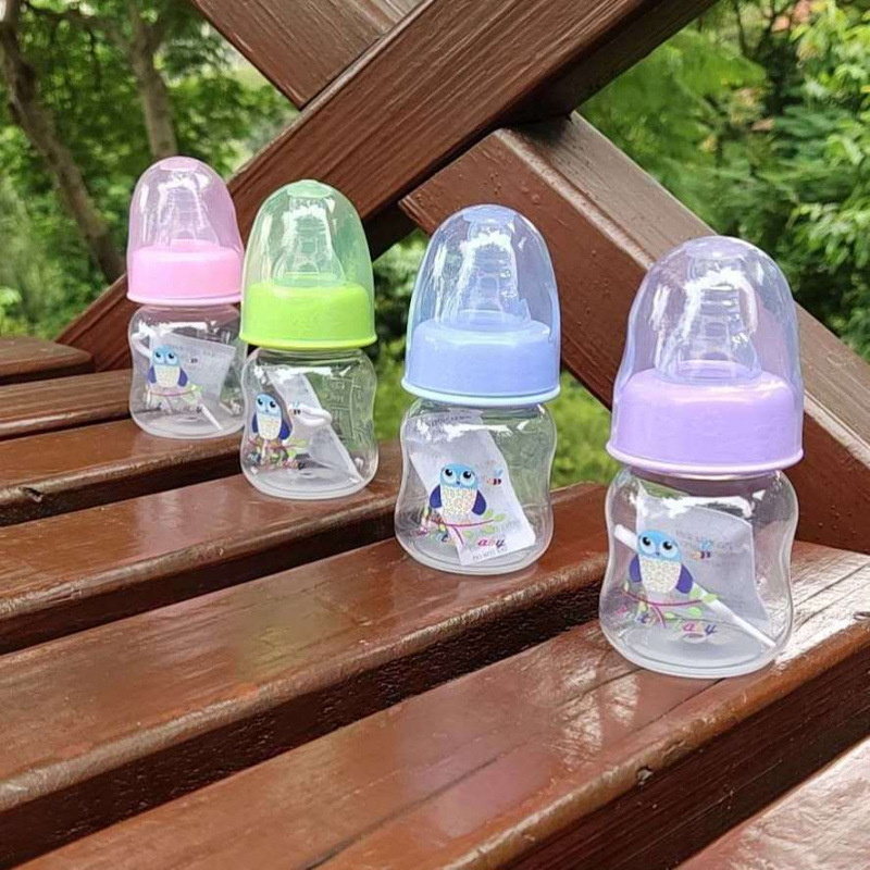 Meiyingtang 60ml Care Bottle Medicine Feeding Bottle Pp Newborn Baby Curved Plastic Bottle Standard Diameter Small Bottle Mother and Baby