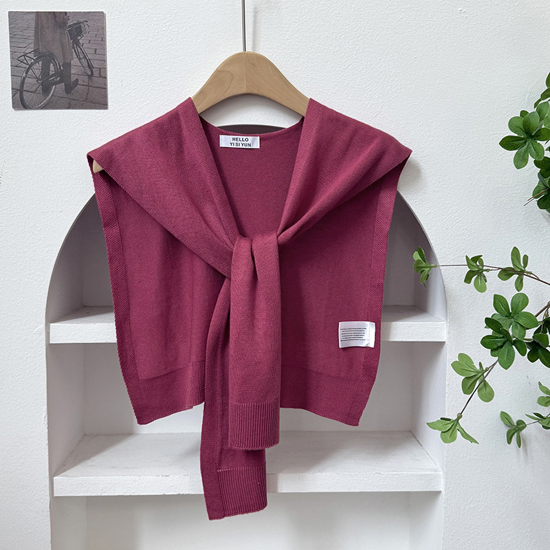 Chal de lana de punto de color sólido de color Maillard, bufanda exterior, flacidez femenina, chaleco de habitación con aire acondicionado