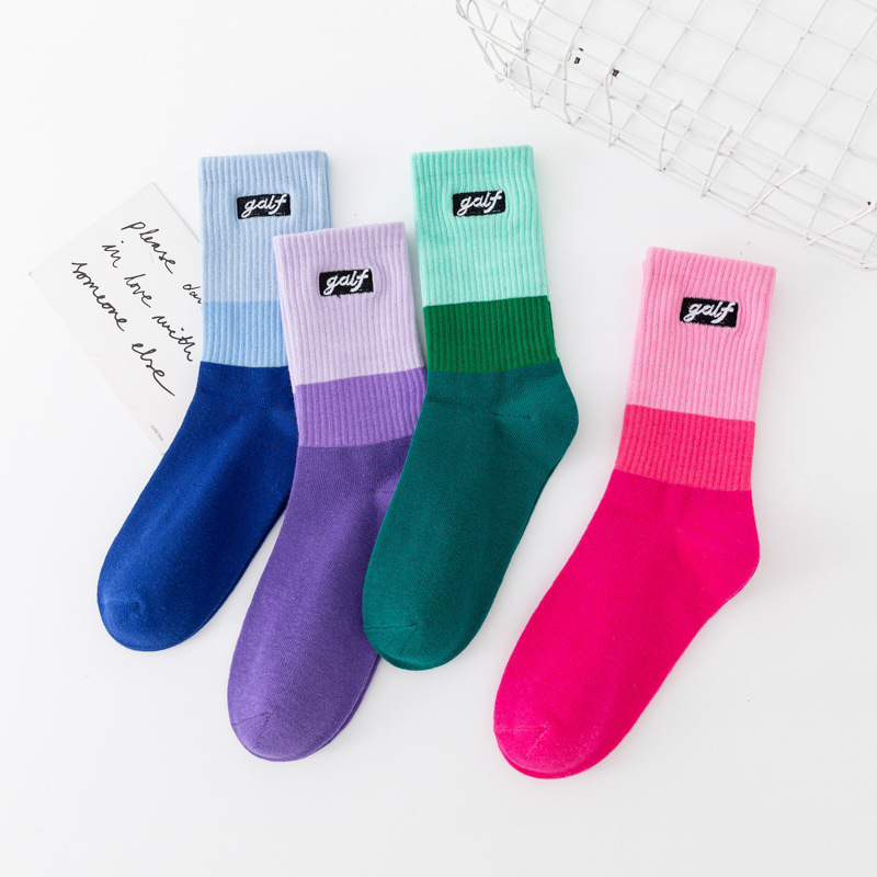 Trendy Brand GOLF Embroidery Gradient Color Outer Wear Personalized Fashion All-match Mid-length Socks Men's and Women's Couple Sports Trendy Socks
