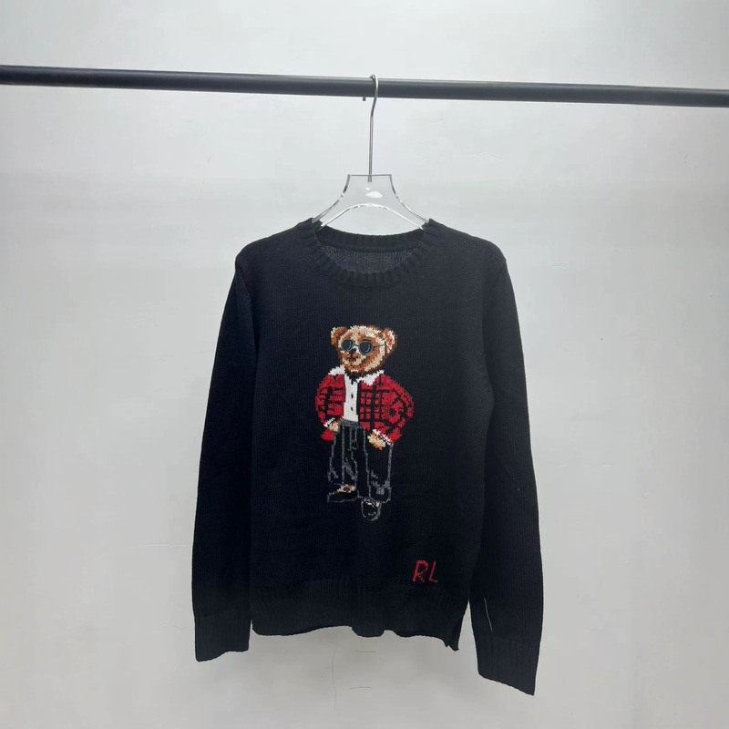 Vintage Bear Jacquard Crew Neck Knit Sweater for Women, Autumn/Winter American Casual Wool Long Sleeve Versatile Pullover Sweater Vintage Bear Jacquard Crew Neck Knit Sweater for Women, Autumn/Winter American Casual Wool Long Sleeve Versatile Pullover Sweater