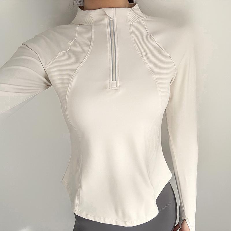 Vertical Collar Zipper Yoga Clothes Coat Women's Cardigan Riding Clothes Quick-drying Sports Top Long-sleeved Autumn and Winter Running Fitness Clothes