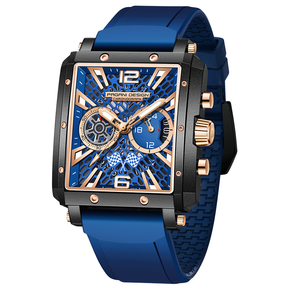 Bojiani Pagani PD1725 Reloj para hombre de acero inoxidable de moda multifuncional impermeable luminoso cuarzo reloj deportivo