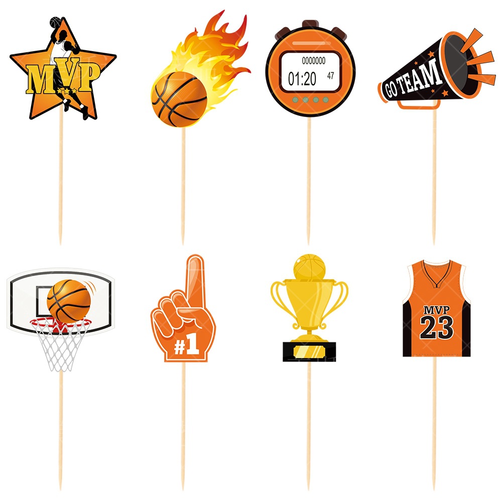 Transfronterizo nuevo tema de baloncesto de la NBA chico fiesta de cumpleaños decoración traje de cumpleaños bandera pastel tarjeta de inserción