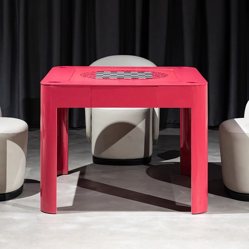 Mesa de mahjong manual de lujo ligero italiano, villa casera, mesa de gorrión de lavado de manos, mesa de ajedrez de póquer rojo de 1 metro