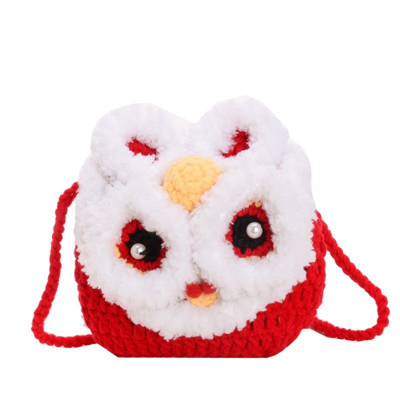 Bolsa de Año Nuevo infantil festivo rojo caricatura lindo mini niñas y niños despierta león bolso nuevo bolso de cambio de Año Nuevo bebé