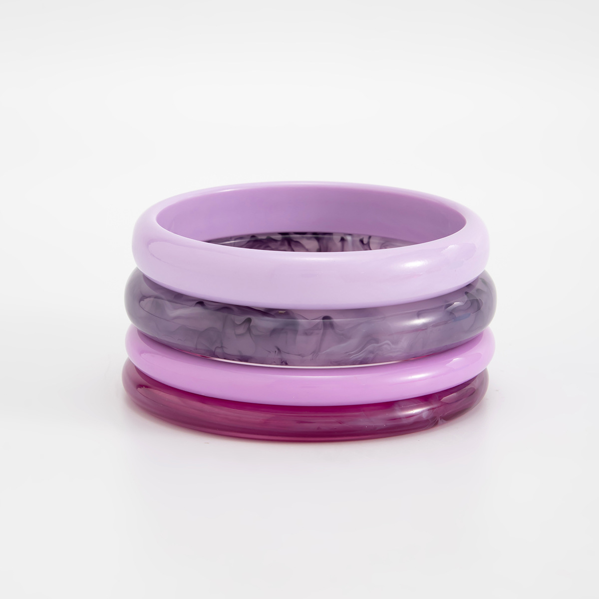 European and American Cross-border Fashion Color Gradient Resin Stacking Bracelets Vintage INS Style Arc-shaped Polished Closed Bangle Bracelets