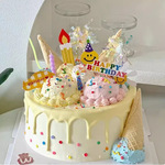 韩系可爱蛋筒冰淇淋款式生日蛋糕HBD 插牌蜡烛摆件造型装饰装扮品