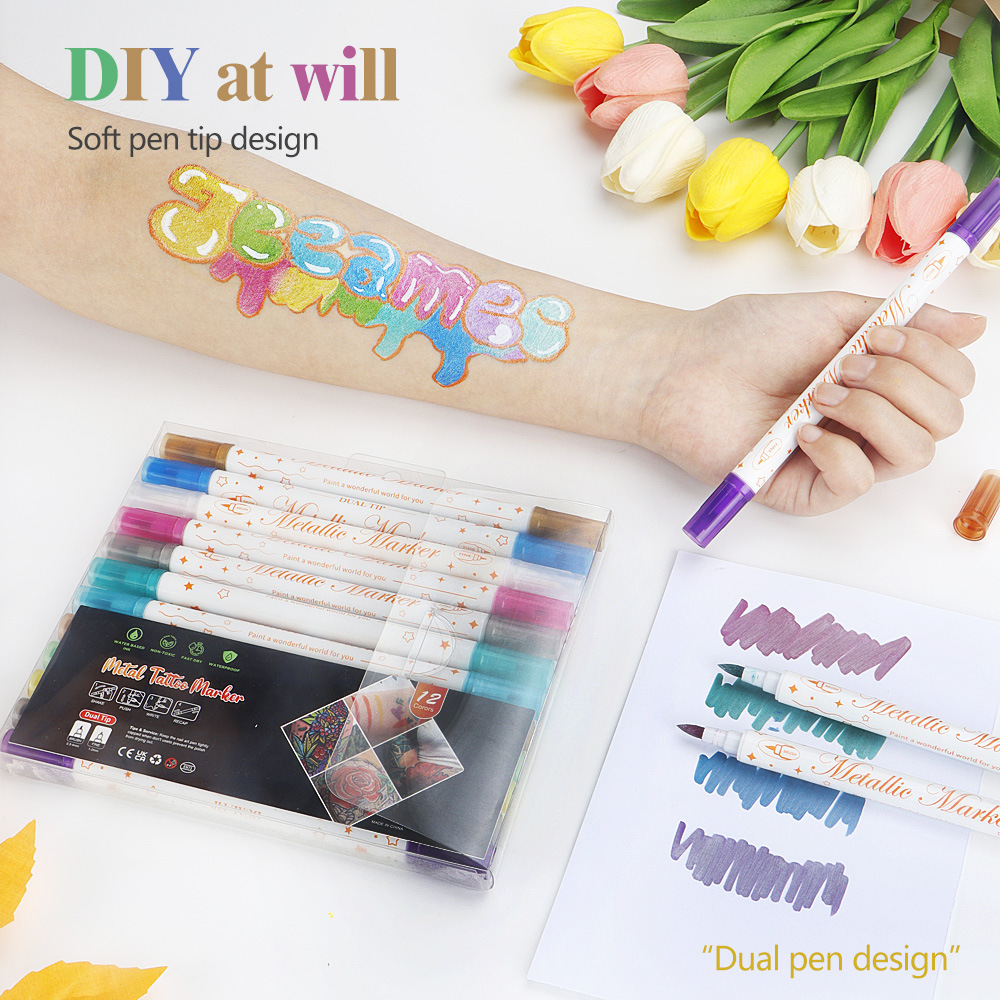 Lápiz de pintura del cuerpo humano lavable con agua para tatuajes festivos escenario facial maquillaje lápiz de acuarela lápiz de acrílico suave y duro