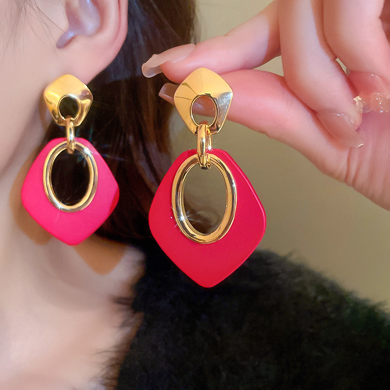 Fashion Geometric Arylic Copper Plating Drop Earrings 1 Pair