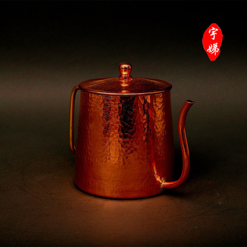 Purple Copper Hand-Brewed Coffee Pot, Narrow-Mouth Copper Pot, Japanese-Style Hammered Long-Spout Pot, European-Style Simple Business Brewing, Handcrafted Hammered Texture Purple Copper Hand-Brewed Coffee Pot, Narrow-Mouth Copper Pot, Japanese-Style Hammered Long-Spout Pot, European-Style Simple Business Brewing, Handcrafted Hammered Texture