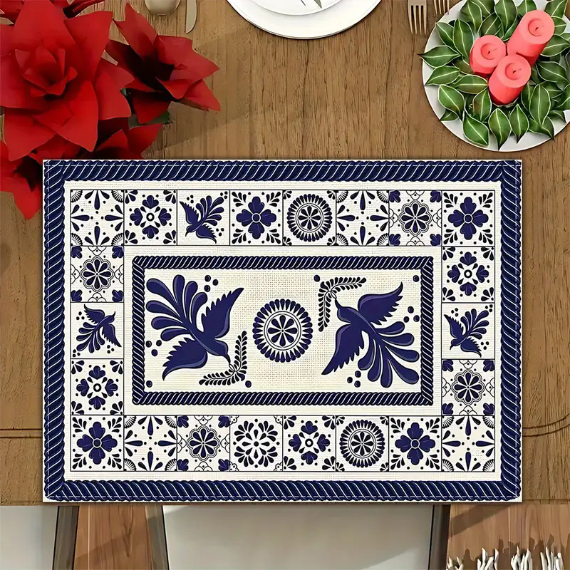 Transfronterizos lino almohadilla de mesa Aliexpress TEMU Amazon almohadilla de mesa cuadrada búfalo rojo almohadilla de Navidad Día de la Independencia