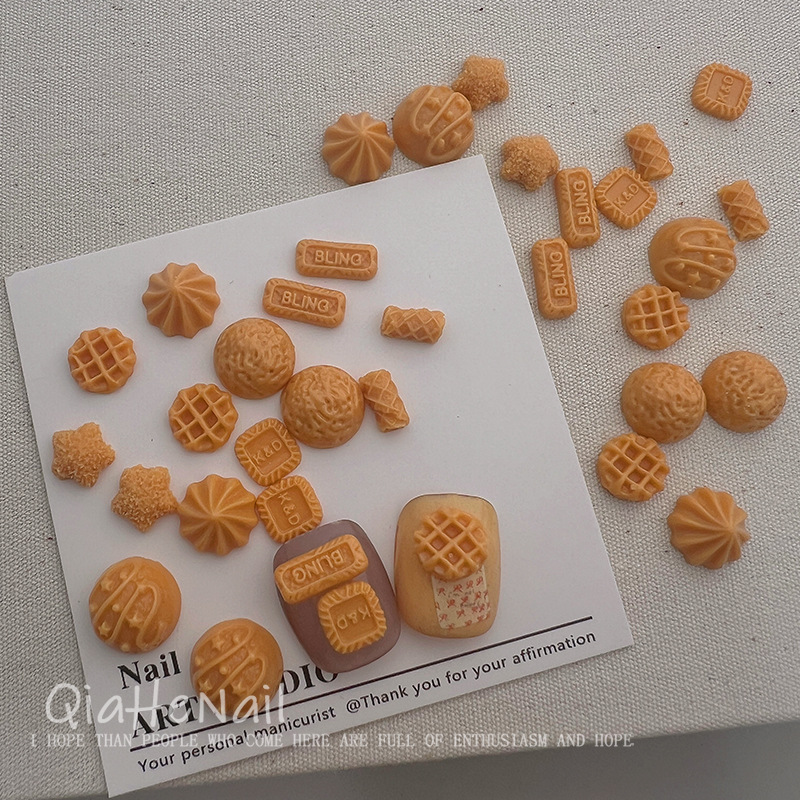Simulation Food Toy Cute Mini Creative Gourmet Cookies Alphabet Biscuits Resin Accessories Wearable Nails DIY Decoration