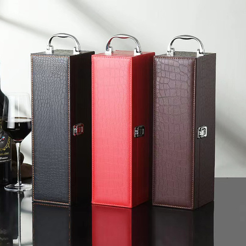 Red Wine Dedicated Single Bottle Box Wine Gift Box Chinese Style Red Wine Single Leather Box with LOGO Printing
