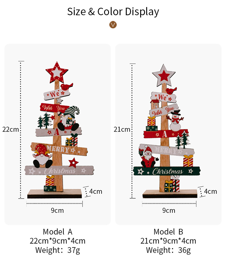 Christmas Cartoon Style Cute Christmas Tree Letter Snowman Wood Indoor Party Festival Ornaments display picture 1