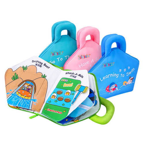 Jollybaby Montessori Early Learning Quiet Cloth Book: Tear-Resistant, 3D Interactive Puzzle Toy for Babies