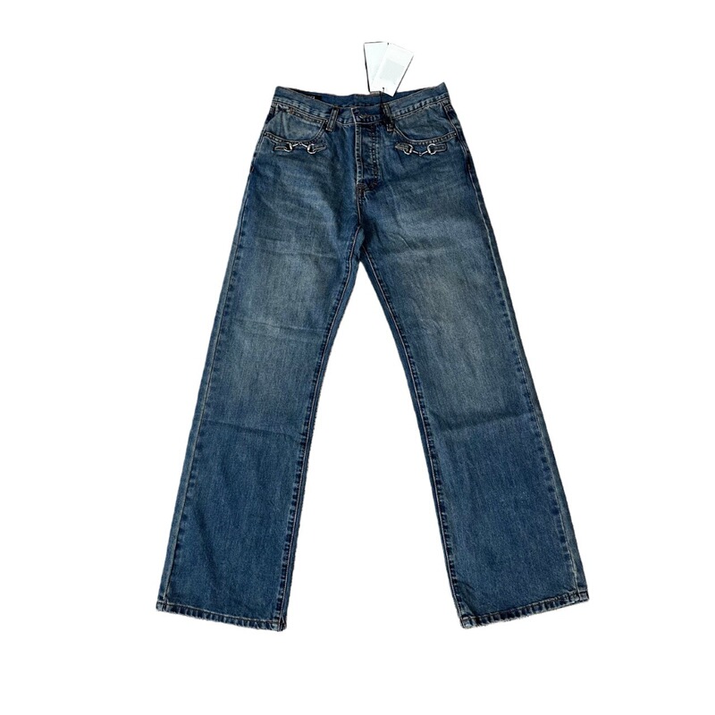 "Pure Original 1:1" Cross-Border Hot-Selling In-Stock g Brand New Nano-Lock Buckle Washed Denim Jeans, Loose Fit, Couple Style