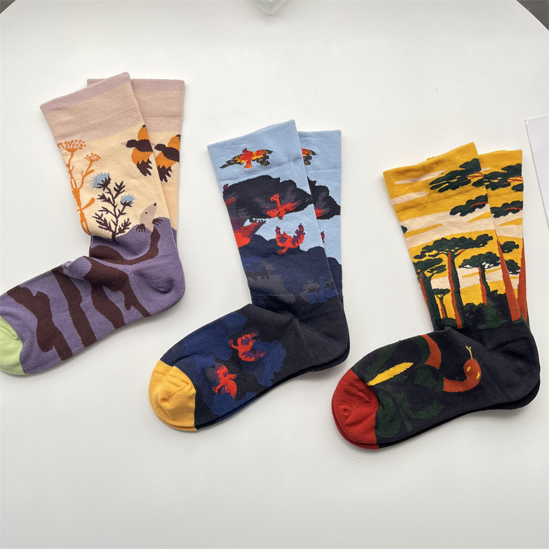 Women's Casual Graffiti Cotton Crew Socks A Pair display picture 4