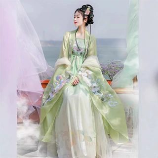 春夏季唐制汉服步生莲女款诃子裙国风学生日常古装广袖流仙齐胸裙