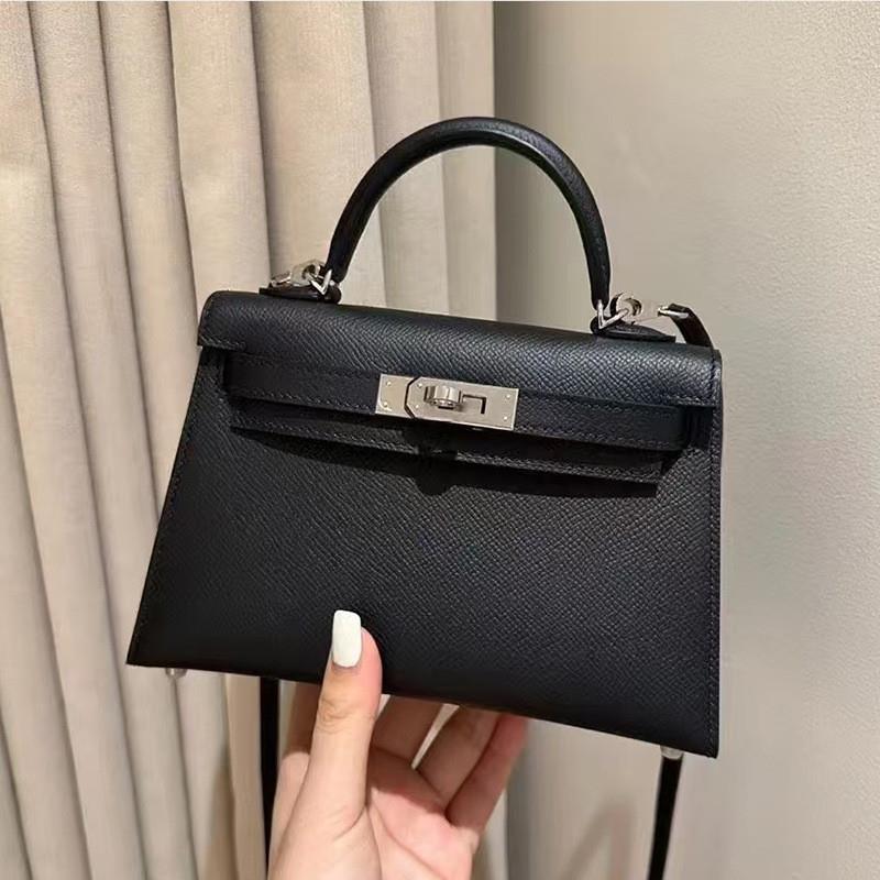 Túi Kelly nữ dễ phối, khóa bạc, thiết kế nhỏ gọn, xách tay hoặc đeo chéo — Màu đen, 19*6*13cm, Màu be trắng, 19*6*13cm, Màu vàng, 19*6*13cm, Màu tím, 19*6*13cm