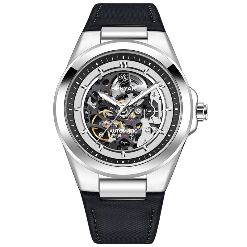 BENYAR/Binya Reloj de hombre de moda de personalidad deportiva de fondo hueco impermeable mecánico automático BY-5207