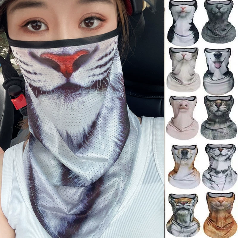 Висячий ухо солнцезащитный крем УФ ветрозащитный наездник маска для лица животного поллица оранжевый кошачий полотенце для лица котенка треугольное полотенце