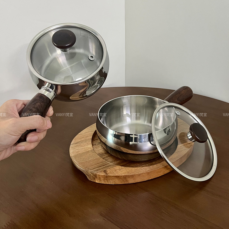 316 Stainless Steel Small Pot Instant Noodle Pot Small Milk Pot Induction Cooker One Person Cooking Noodle Pot Baby Baby Food Supplement Pot