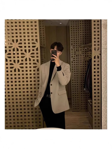 Men's Ins Trend Slim Fit Single Breasted Suit Jacket Spring and Autumn Light Mature Trendy High-End Casual Loose Street Style Top Coat