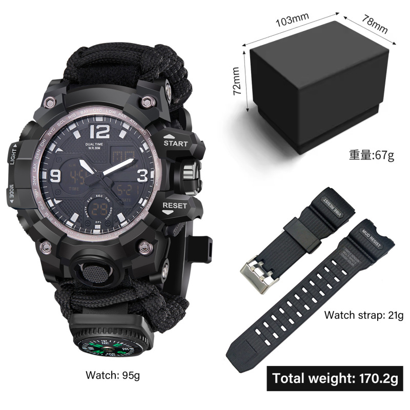 Tactical Camouflage Outdoor Sports Multifunctional Watch Fashion Cool Alarm Clock Waterproof Digital Men's Watch Часы