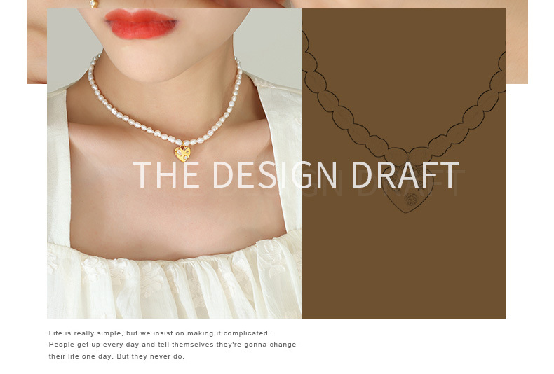 Retro Heart Shape Brass Inlay Artificial Pearls Zircon Pendant Necklace 1 Piece display picture 3