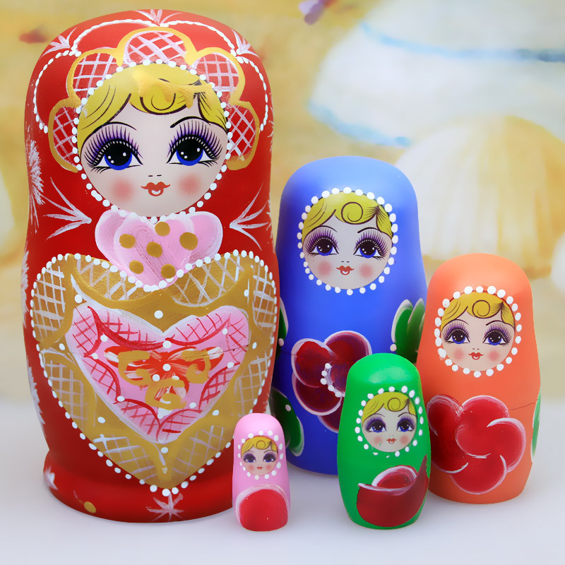 Russian Matryoshka Doll 5-Layer Creative Birthday Gift Travel Souvenir Night Market Wooden Small Ornament