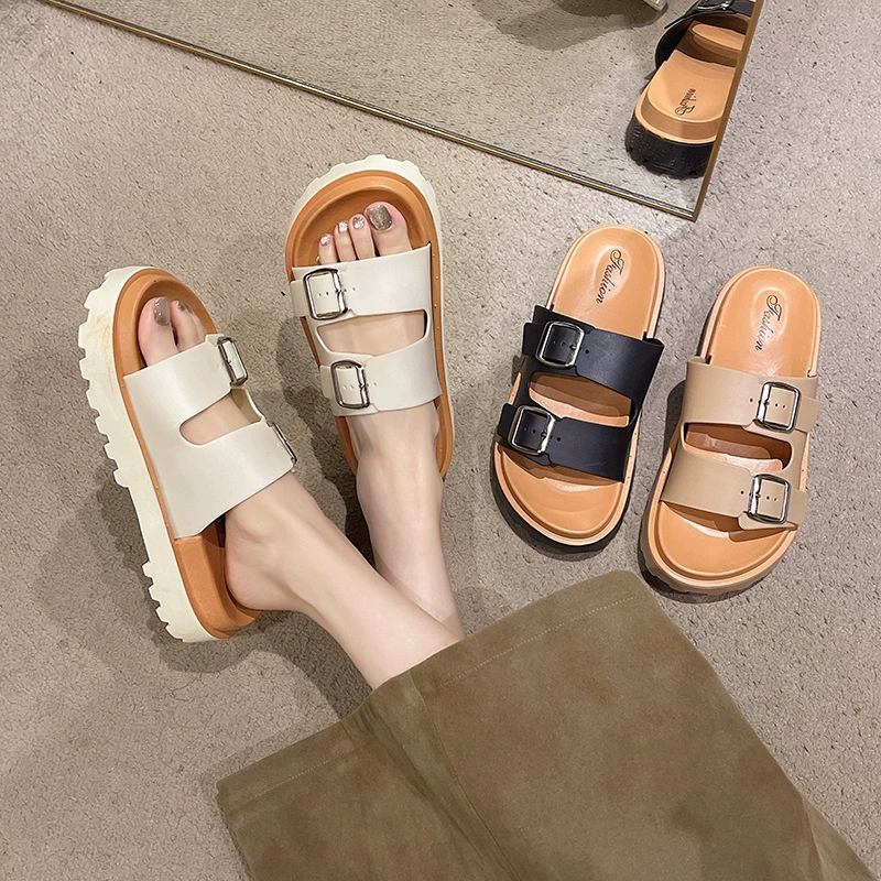 Сандалии женщины 2024 новый летний ботинок Birken плоский повседневный ленивый один педаль толстого дна противоскользящие сандалии женские тапочки