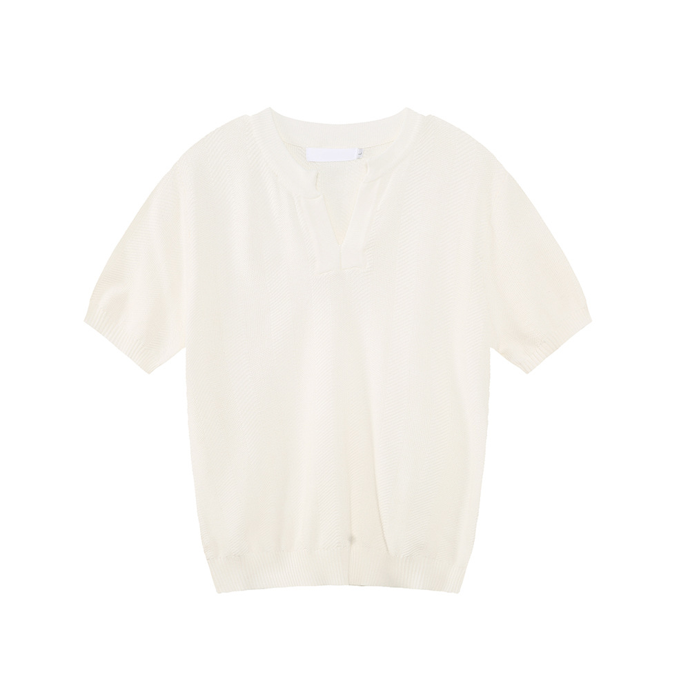 MTLCLOTHES Hombres| Nuevos productos casuales de moda diaria simple cuello en V camisa de punto de manga corta suelta blusa universal