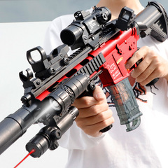 子供の軟弾銃M416短銃電動連発玩具銃シミュレーション少年が軟弾銃を狙撃してニワトリのギフトボックスを食べる