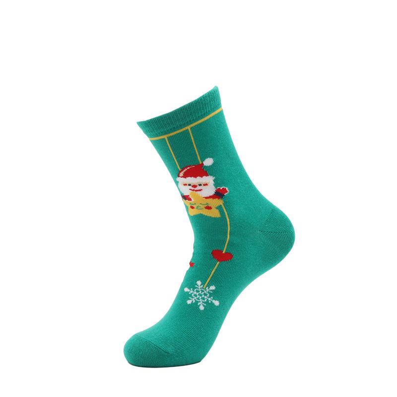 Unisexe Noël Sapin De Noël Père Noël Wapiti Coton Crew Socks Une Paire display picture 3