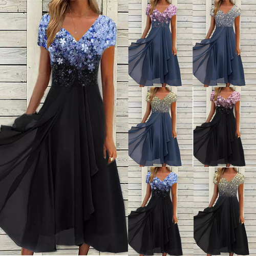 New Summer Women's European and American Fashion Dresses, Urban Casual Stylish Chiffon Dresses
