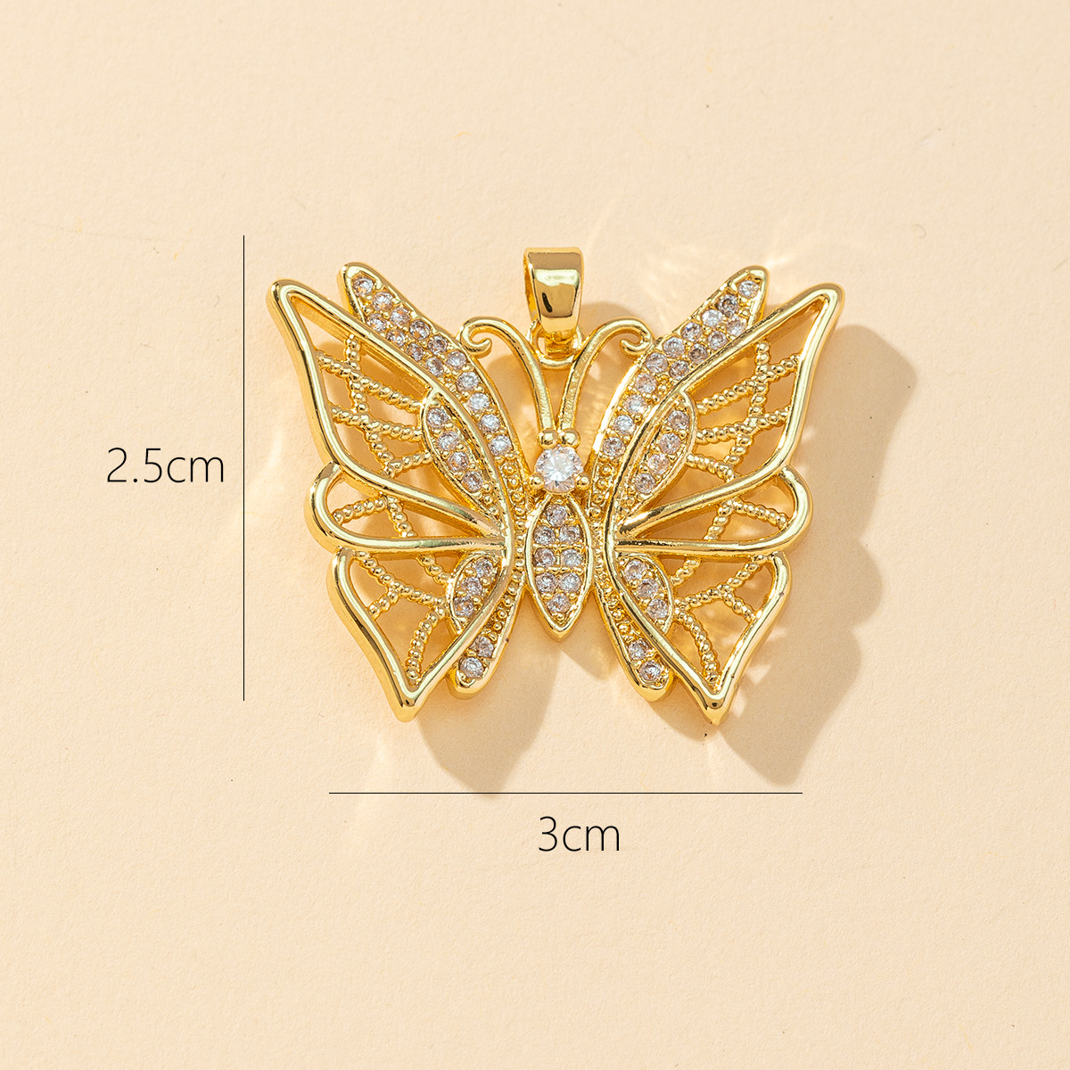 1 Piece Copper Rhinestones Butterfly Pendant display picture 9