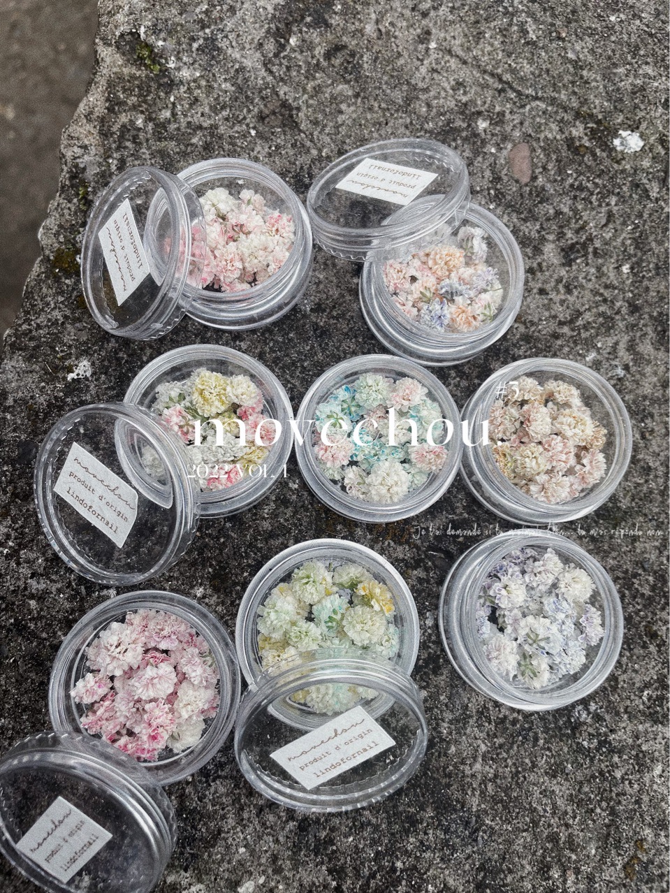 Japanese-style smint flower ball pile diamond nail art dried flower jewelry diy headdress earrings ring Time Gem series