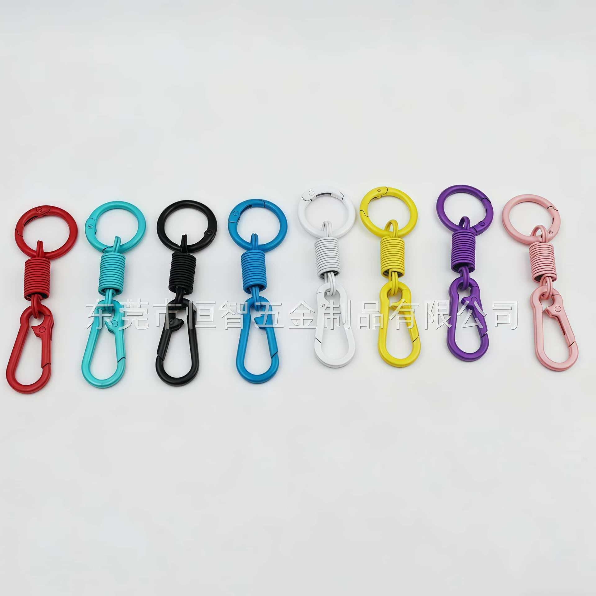 Colorful Zinc Alloy Car Chain Ring Breathing-Style Rebound Ring Keychain Backpack Accessory Key Ring Carabiner