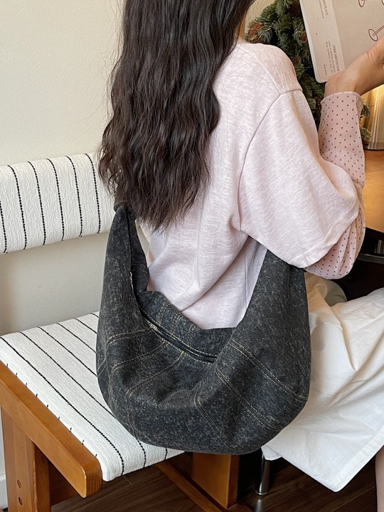 Bolsa de bolsillo de gran capacidad para mujeres nueva moda versátil bolso de corno coreano simple diseño antiguo bolso de hombro